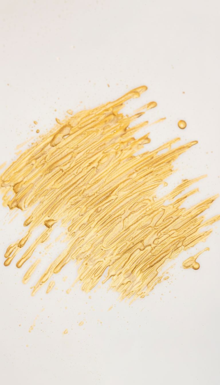 Body Shimmer dorado fondo blanco puro